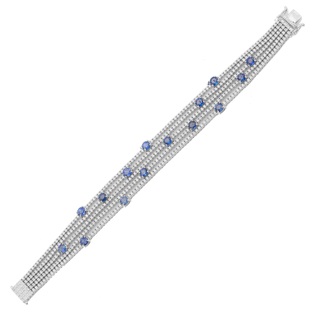 Pulsera golay 5 filas tenis cuadrada blanca diam con sp BRDM118E5-21020110003