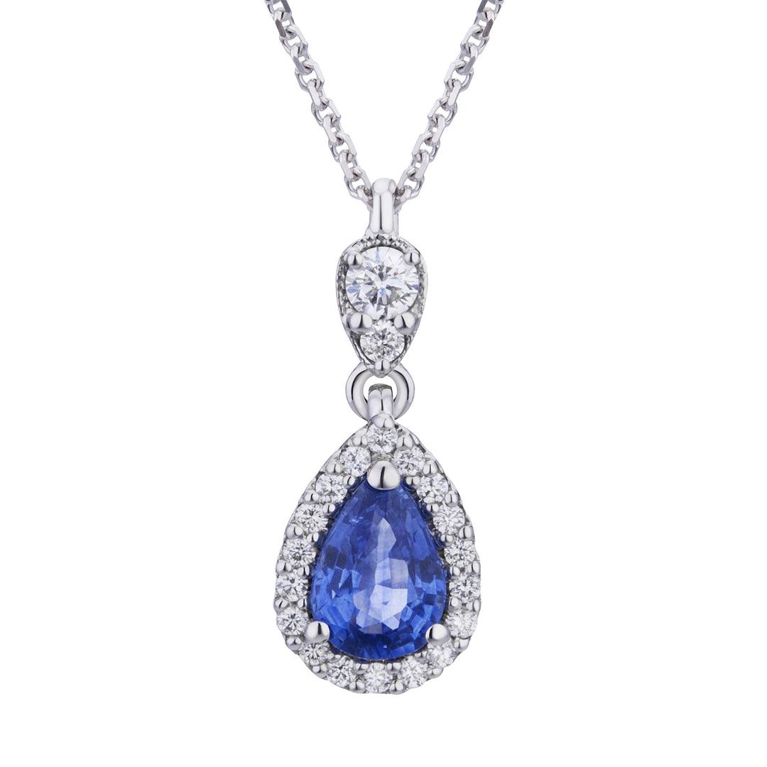 6x4 damla safir uçlu ve pırlantalı Golay kolye GRB300BS-24324110048