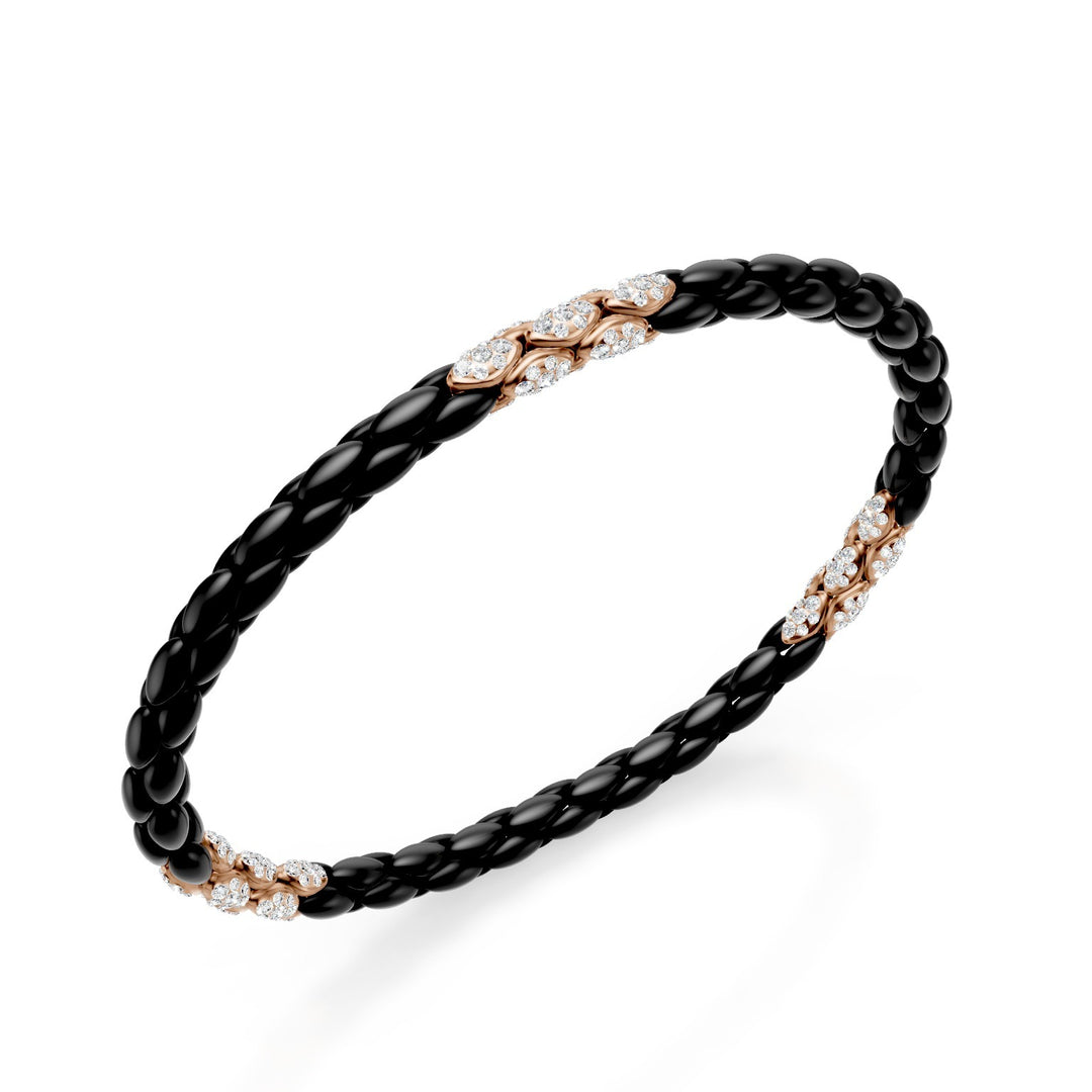 Bracelet Golay en titane noir, avec 15 inserts pavés en or rose 9 carats, maillon à chevrons, 18 cm GBR032E15R3DINE-180