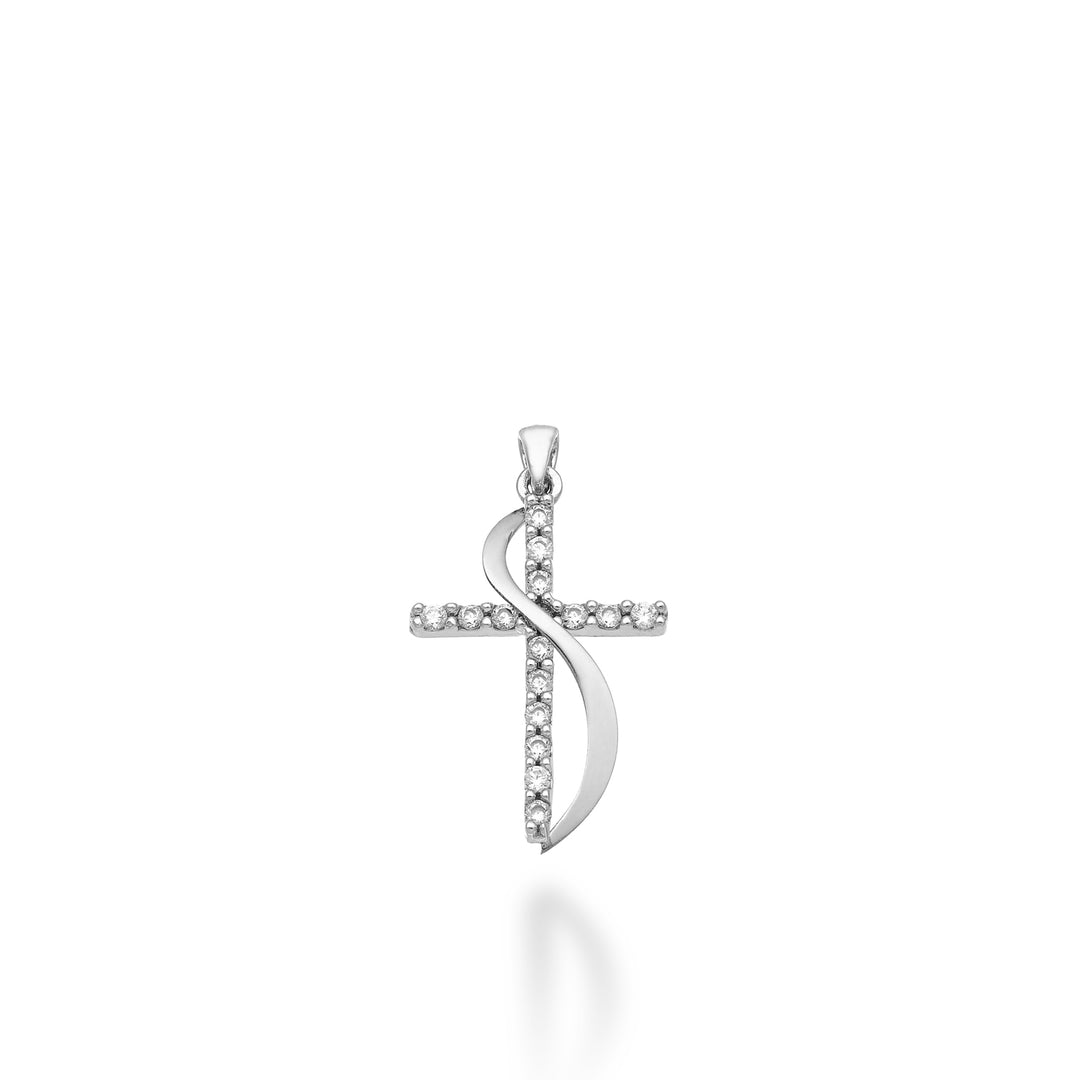 미키코 pe 18k 0.15ct 화이트 골드 크로스 1.7cm MP5019O4BR015