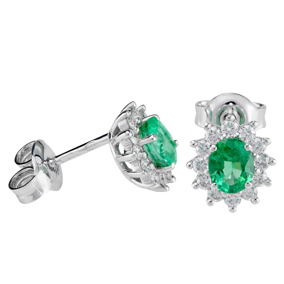 Golay 5x4 ovale smaragdøreringer med diamantomriss OCL021WDISM-23256110072