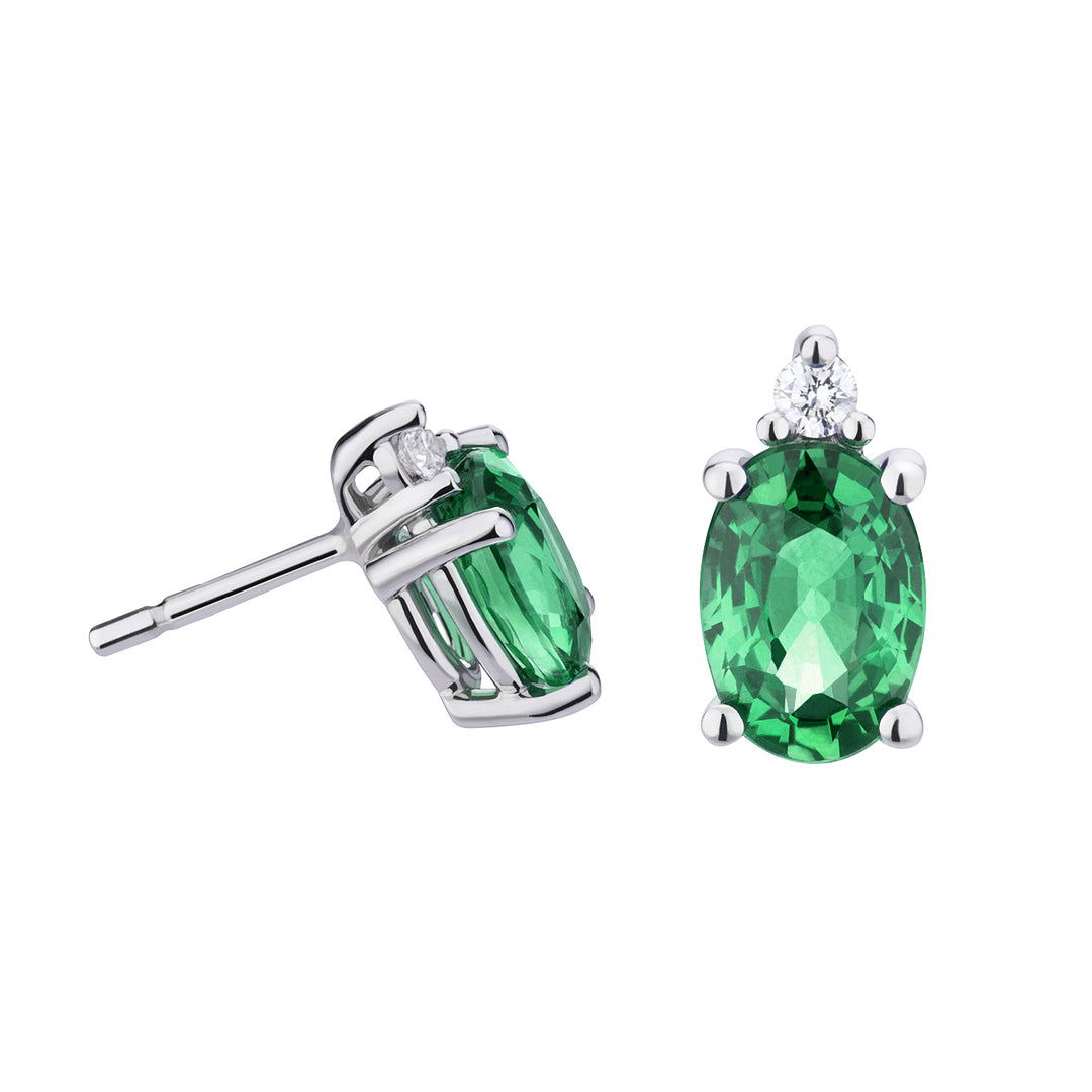 Kolczyki owalne szmaragdowe Golay 7x5 i diamenty OCL092DISM2-21067000020