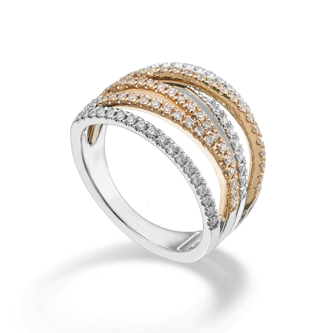 Golay diamantring seks rækker sæt tofarvet AMF7954DBR-25353110014