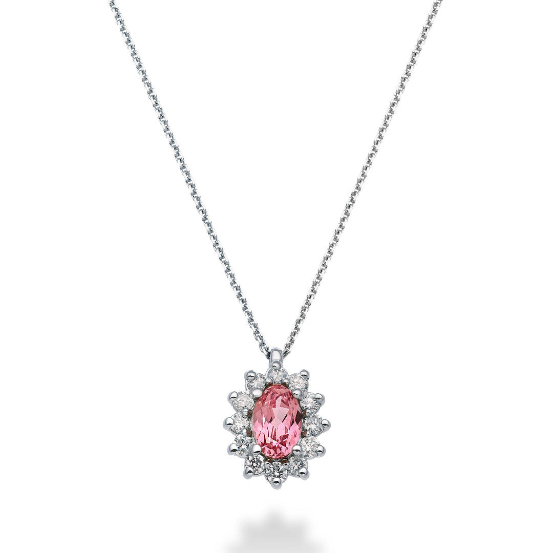 Mikiko cl 18k zaffiro rosa ovale 6x4 ct.0,60 diam. ct.0,23 MD5047O4ZFRP