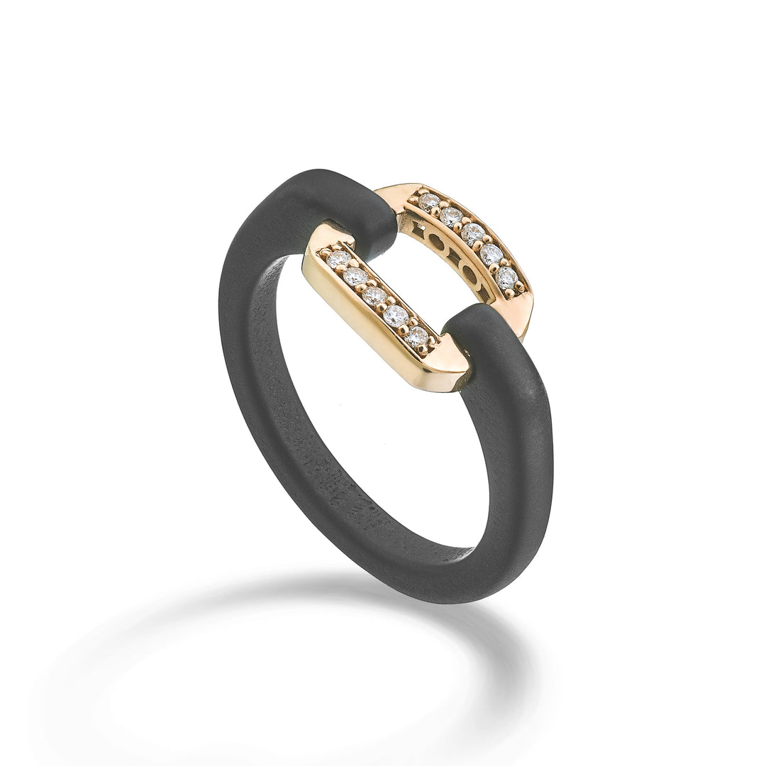Golay titanium ring with 18k rose gold element set with diamonds GAN029O3DINE-13