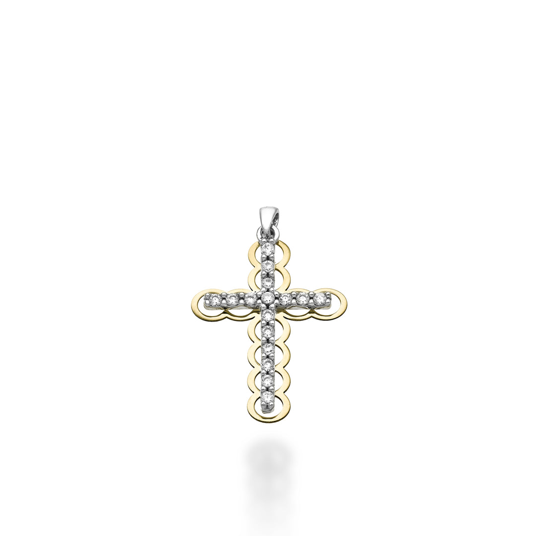 Nihama pe 18k 0.15 ct white/yellow gold cross 1.8 cm NP5021O7BR015