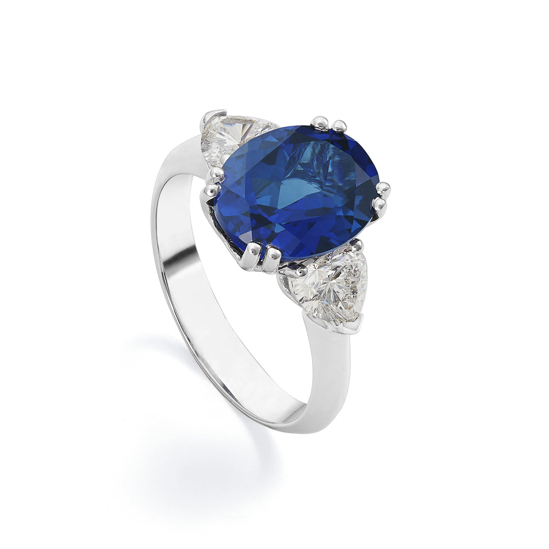 Nihama 18kt 实验室 g.d.心脏总 CT 1.00 实验室蓝宝石 9x11 CT 4.70 NXDACL098DZ750