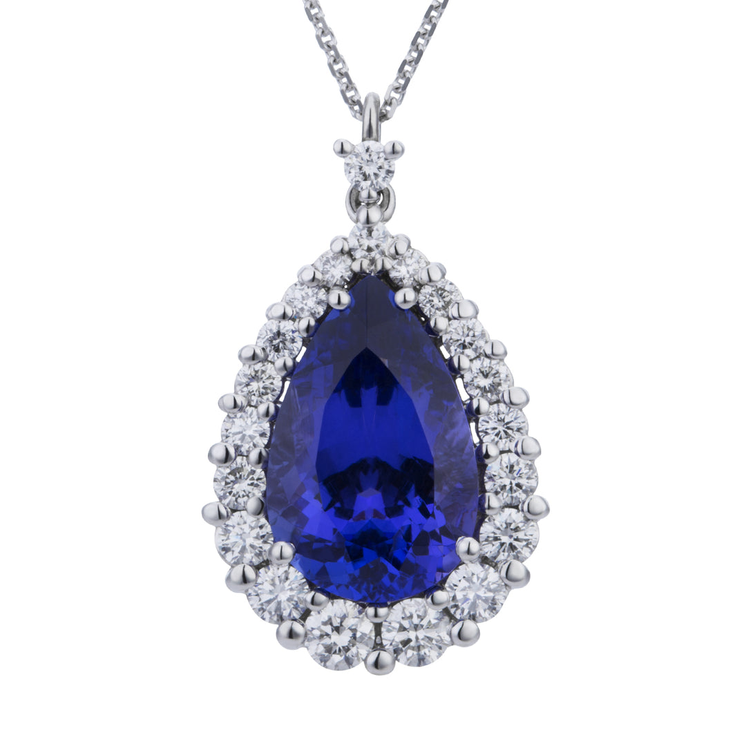 Collier tanzanite Golay goutte 12x9 contour scalaire PCLC064DITZ2-21134110022
