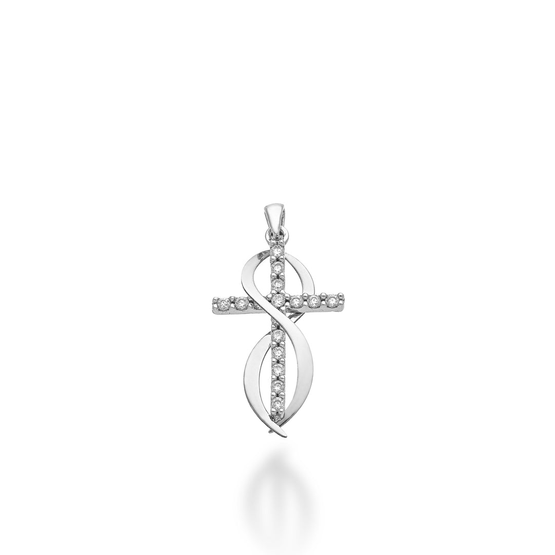 미키코 pe 18k 0.15ct 화이트 골드 크로스 1.7cm MP5022O4BR015