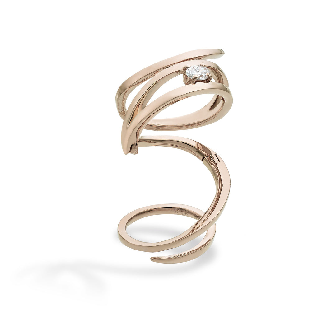 Golay enkele ovale diamanten slangenring, roze ASNAKE12DR-26154110095