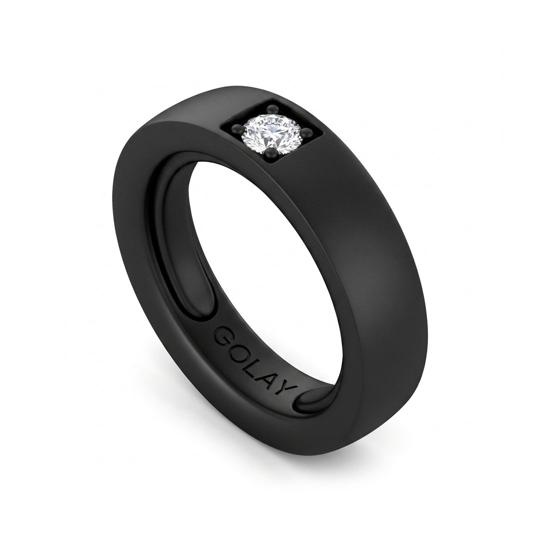 World Diamond Group sort titanium ring med 0,25 karat diamant, der kan tilpasses med lejer fra 19 til 24 GAN032DINE-1924