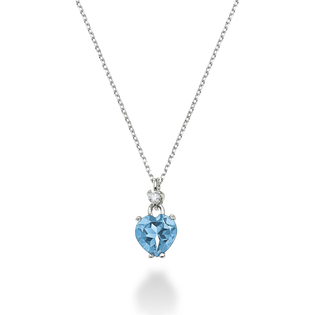 Mikiko cl 18k μπλε τοπάζι καρδιά 6x6 ct.1,00 διάμ. ct.0,02 MPCL198DITPAZ66O4