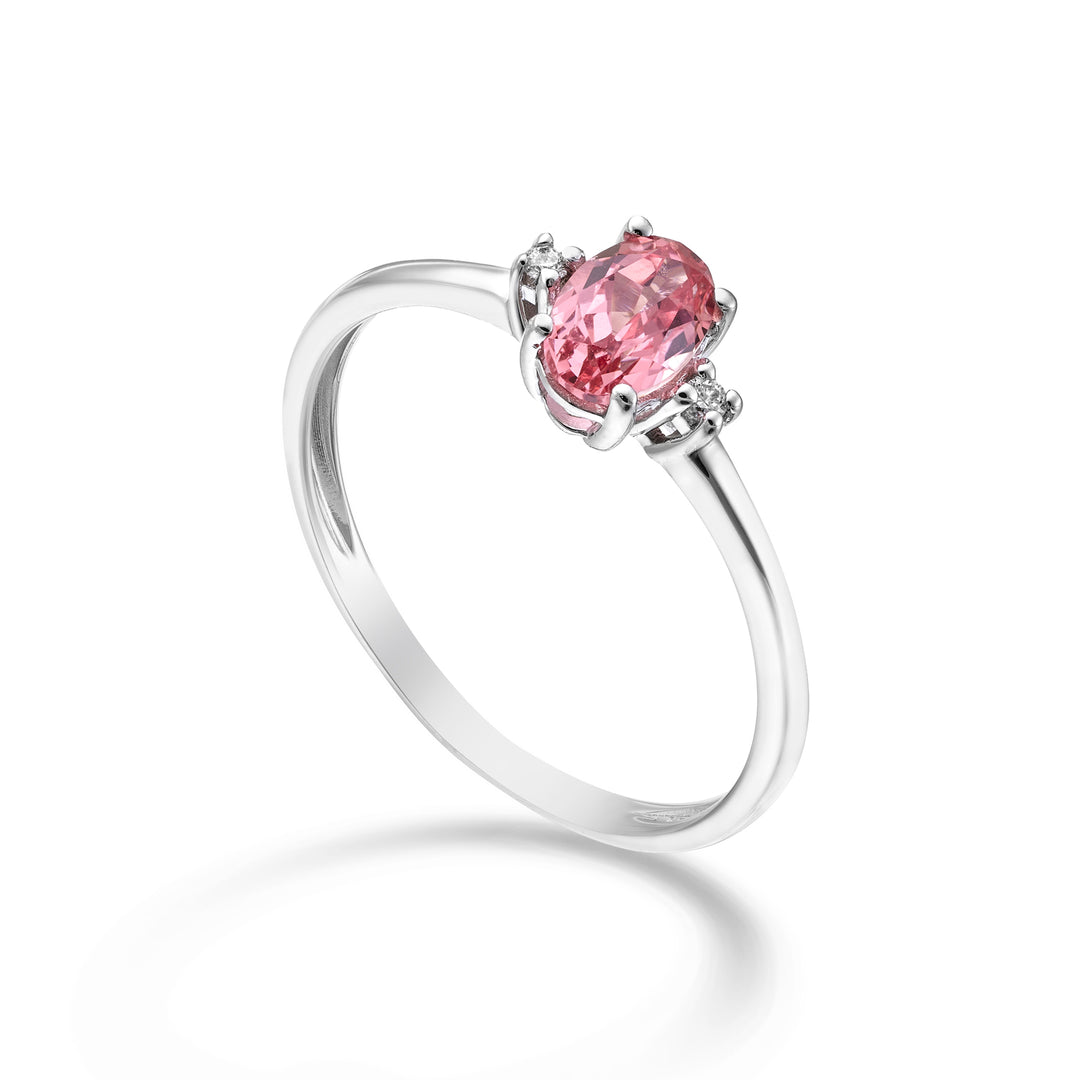Nihama an 18k zaffiro rosa ovale 6x4 ct.0,60 diam. ct.0,02 NA5072O4ZFRP