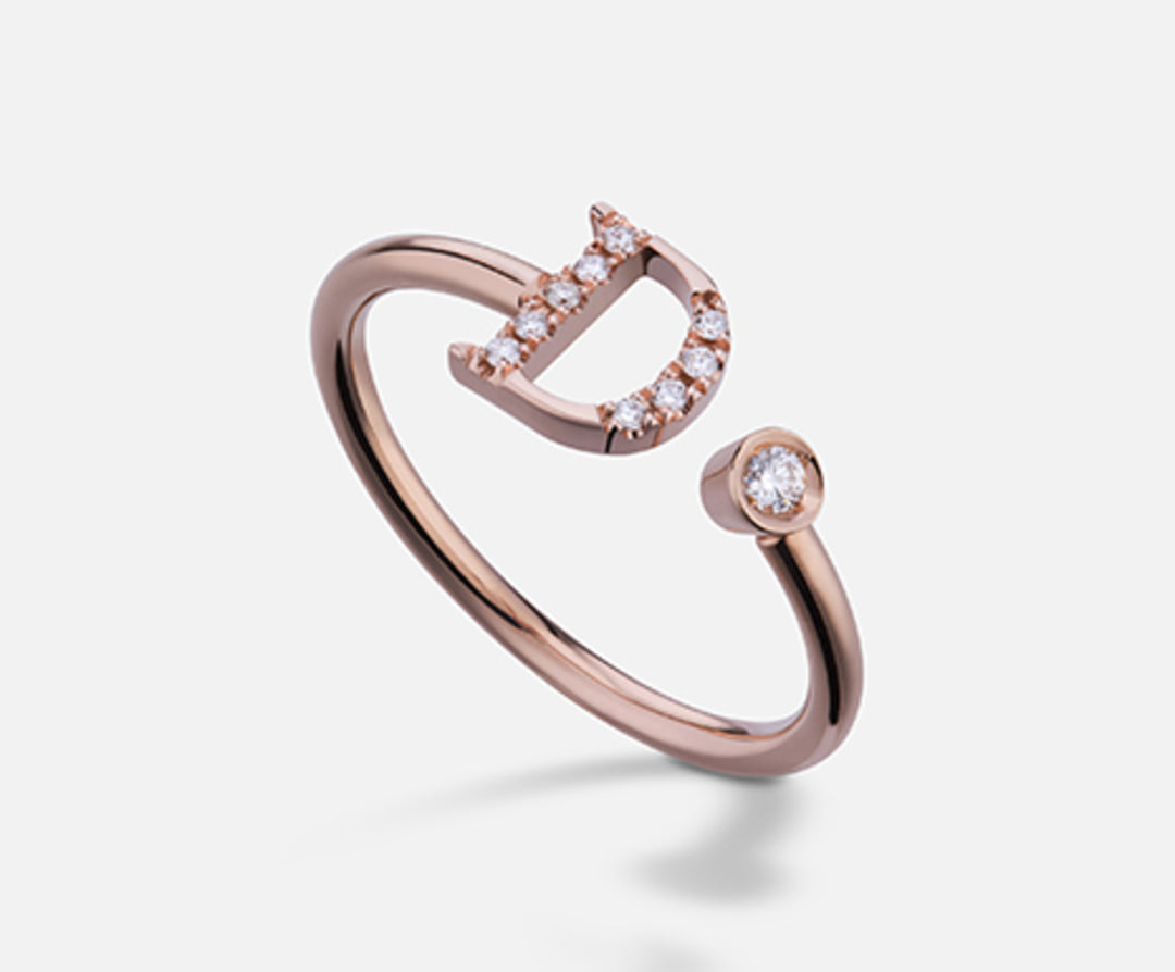 Golay an 9k letter d big rose gold diam. ct.0.08 GAFDD2R3