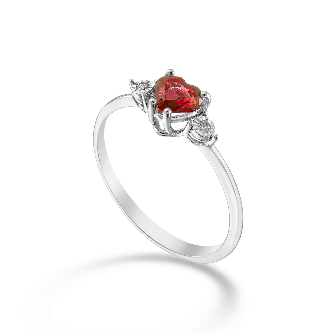 Nihama o inimă de rubin de 9k 5x5 și diamante laterale NA5215R4RBR