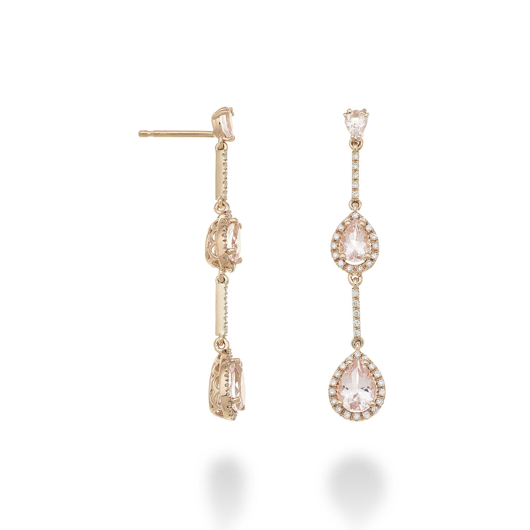 Golay Morganite oorbellen met contourdruppels en staafjes van OCLC204DMOP57-23193110040