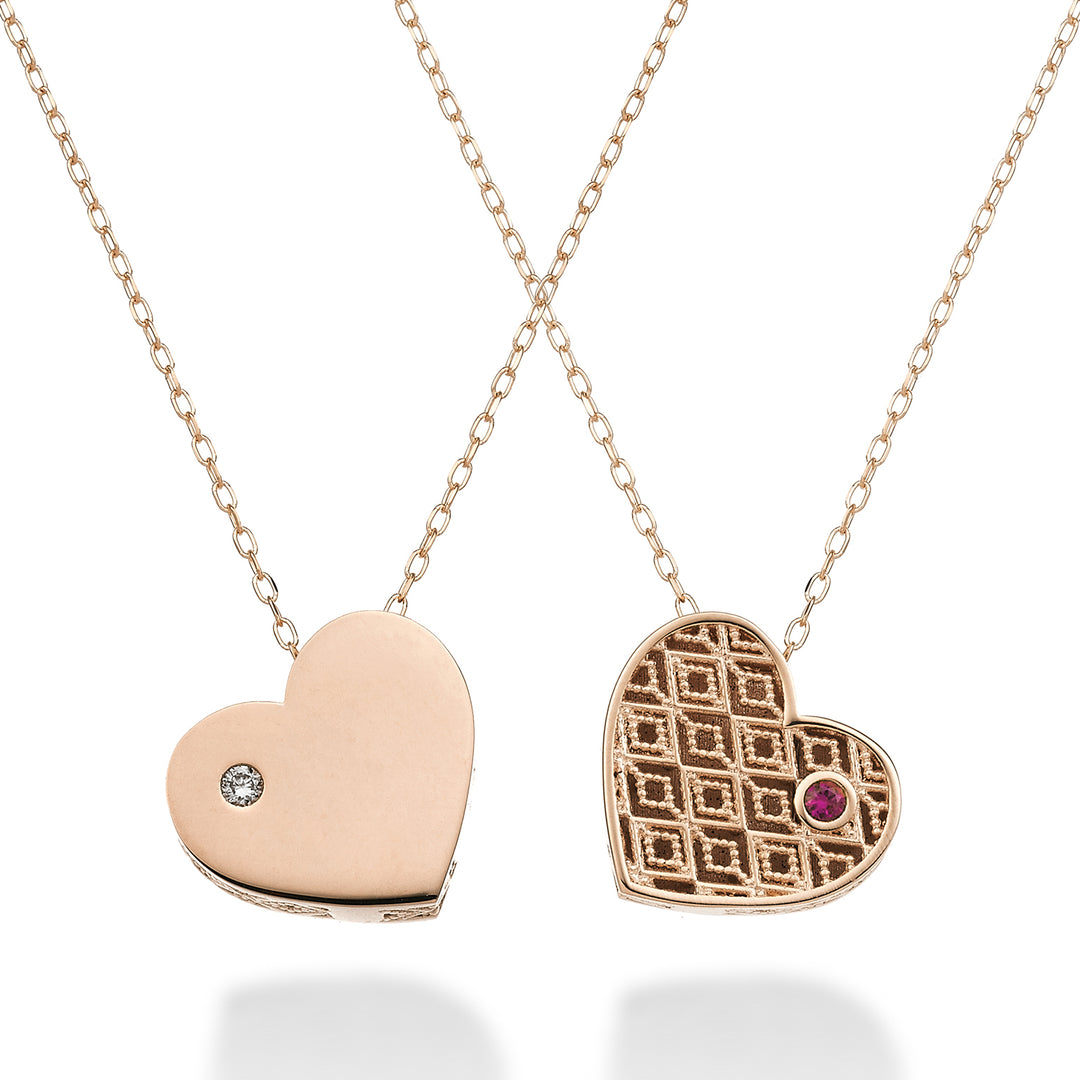 Mikiko cl 18k medium hjärta ena sidan polerad roséguld diam. 0,01 ct rubin 0,01 ct MDCUOREMLO3