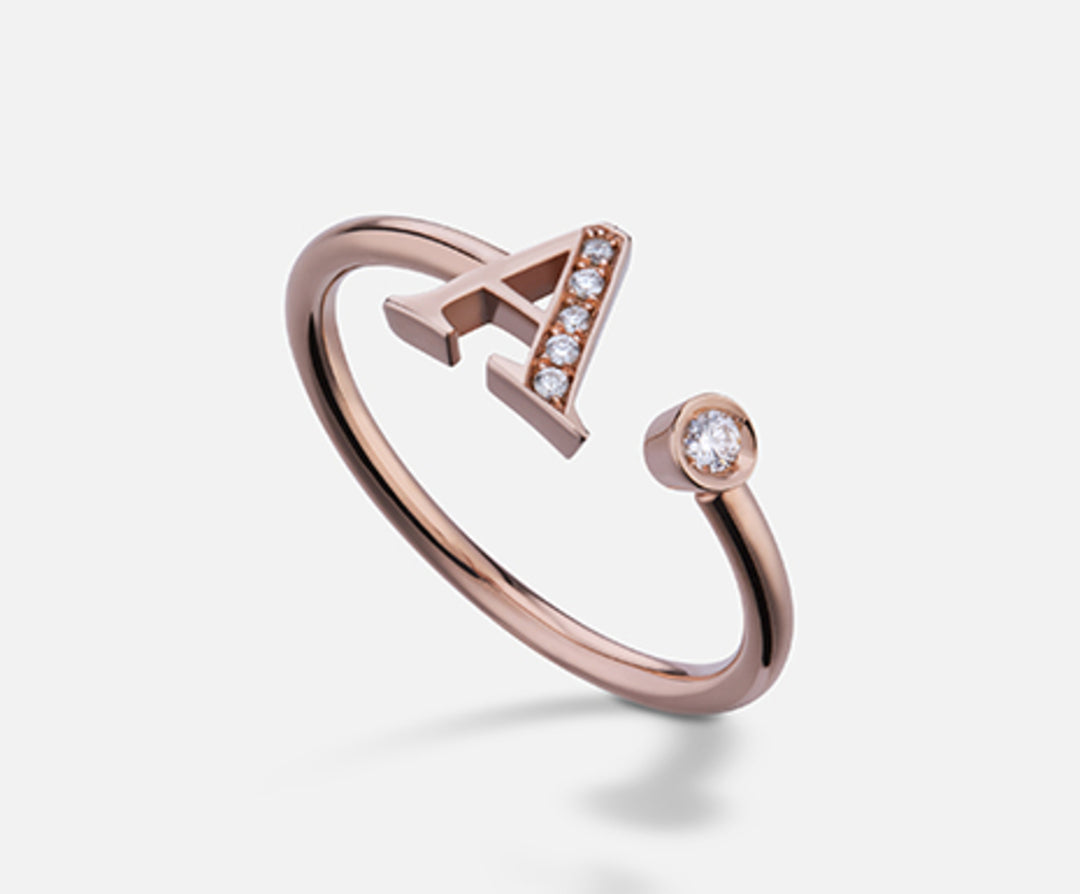 Golay an 9k letter a big rose gold diam. ct.0.06 GAFAD2R3