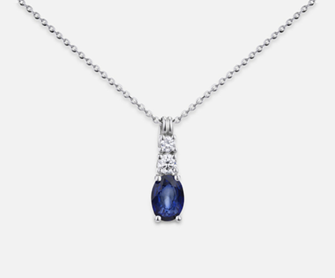 Nihama cl 18k safir nr. oval 7x5 ct.1.05 dia ct.0.15 ND5056O4ZFN105