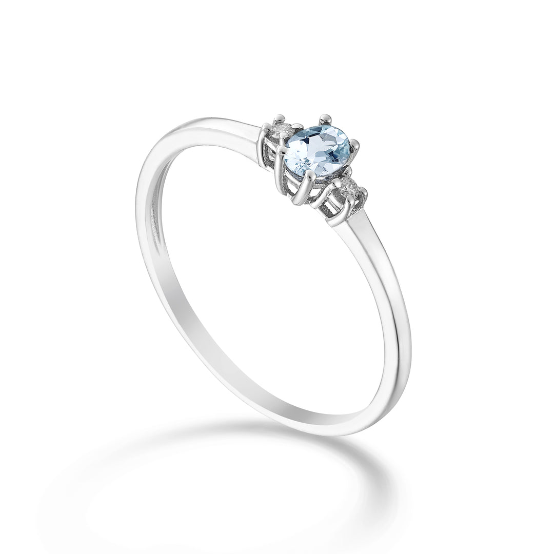 Nihama una aguamarina ovalada de 9k 4x3 ct.0,14 diam. 0,02 quilates NA5190R4AM