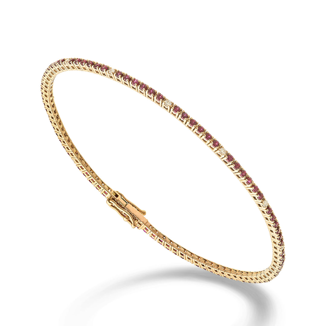 Mikiko br tennis 18k rubies 1.05 ct diamonds 0.13 ct 17.2 cm rose gold - 94 settings MBTF0011RBRDIO3