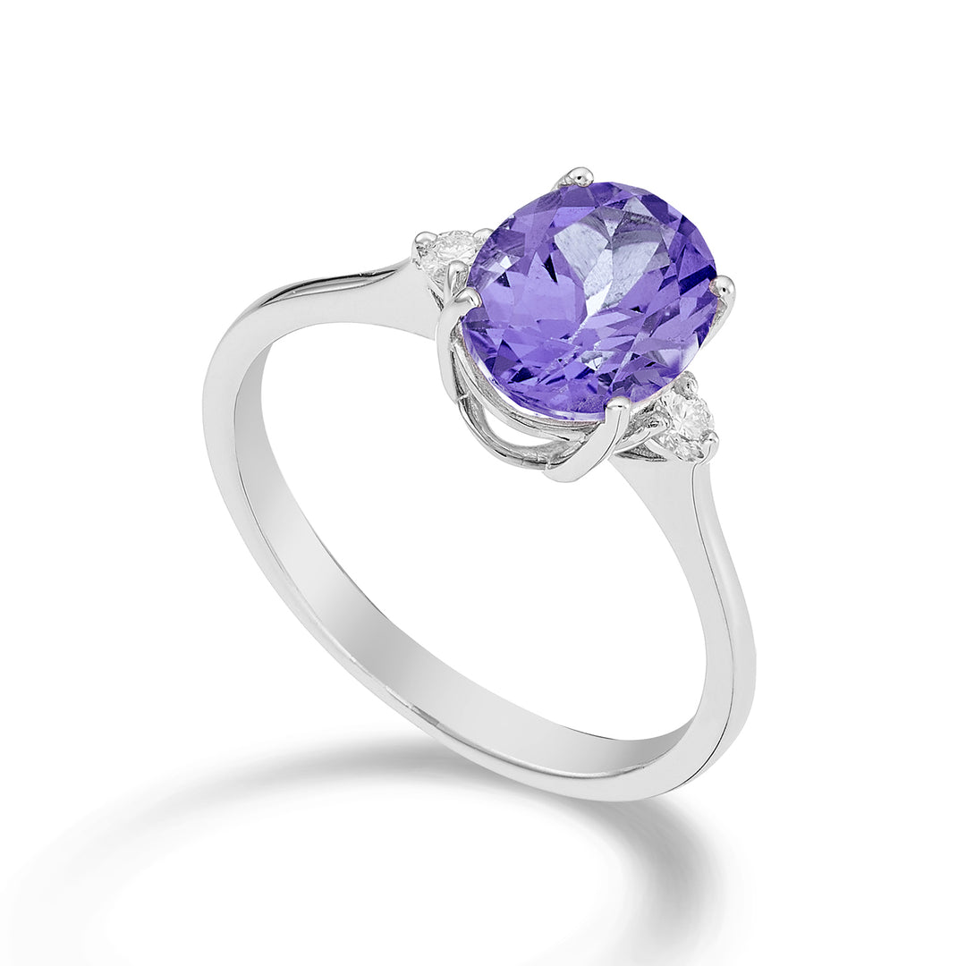 Mikiko 18k soikea ametisti 7x9 ct.1,66 halk. ct.0.08 MA5143O4AMET