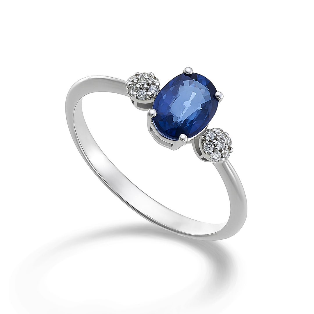 Nihama un saphir n° 18 carats. ovale 7x5 ct.1,05 diam. 0,10 ctNA5058O4ZFN105