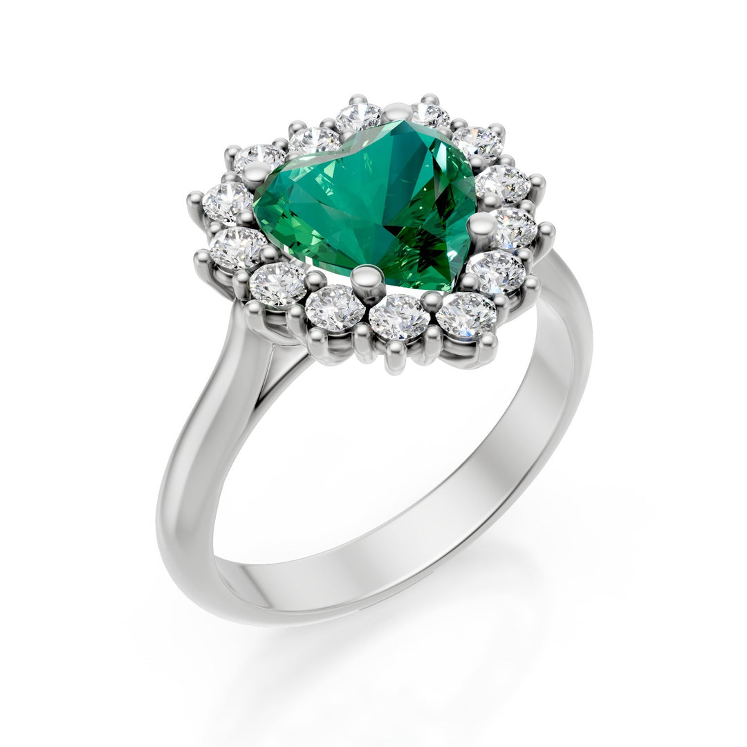 Golay smaragd hjärtring 8x8 diamantkontur ACLC727DSM88-25196110378