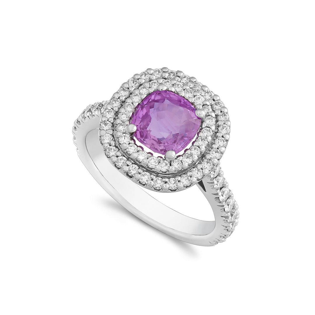 Golay ring med zaff pink pude 7x7 dobbeltkonturer og APU466DIZP-22049110004