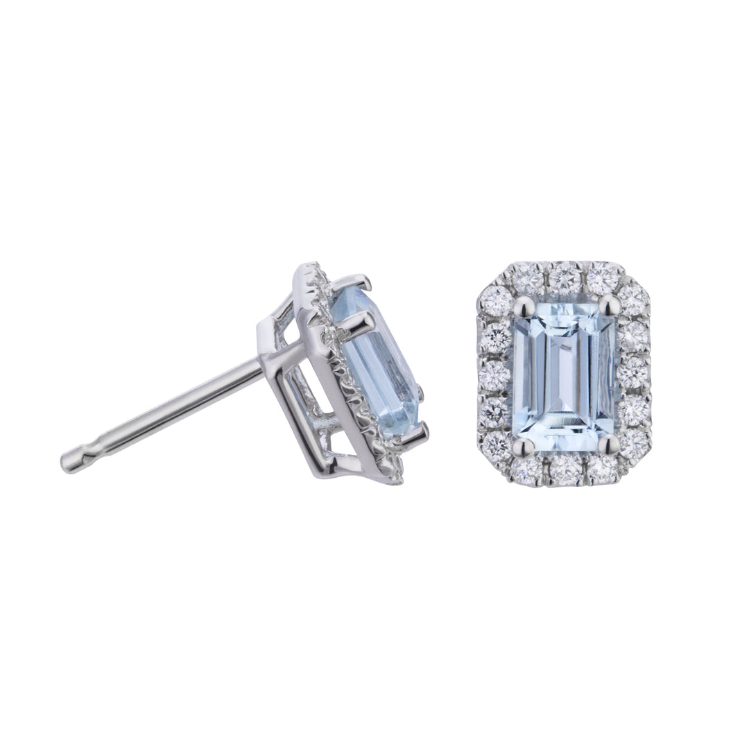 World Diamond Group orecchini acquamarina 6x4 ottagonale e diamanti OCL072DIAQ2-22159110171