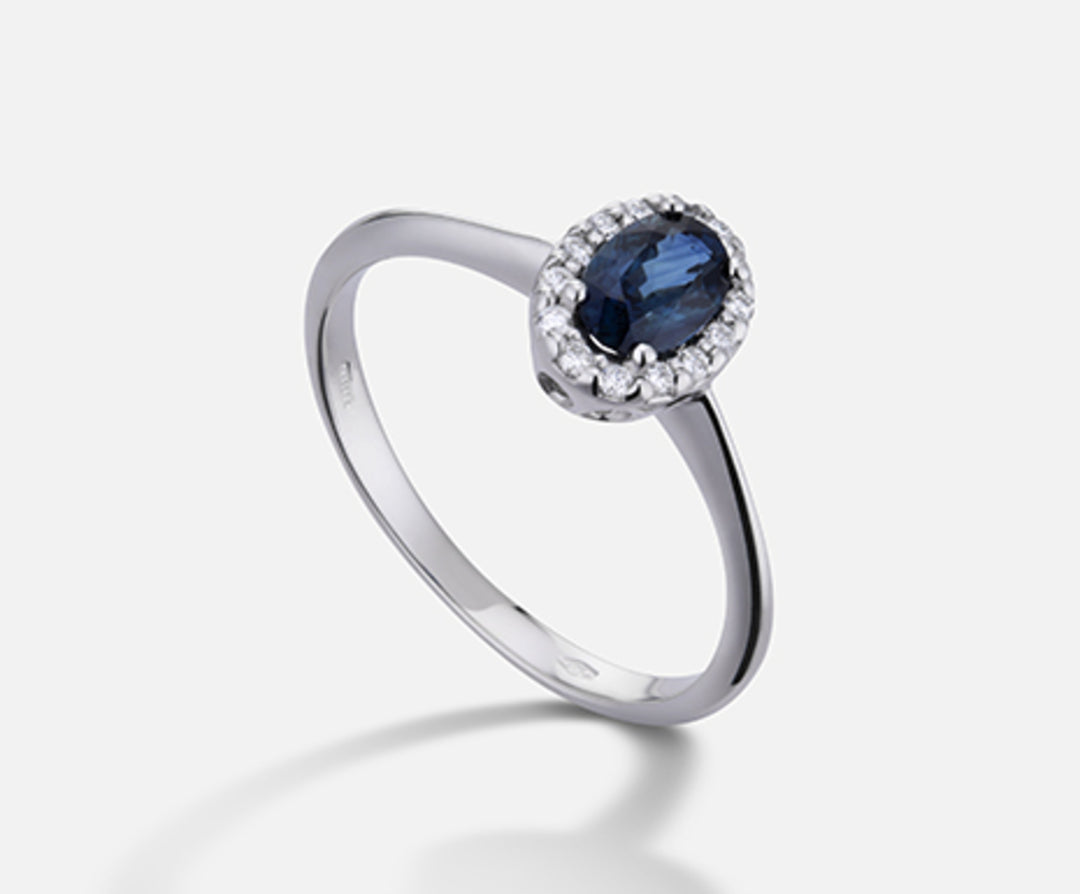 Nihama een 18k saffier nr. ovaal 6x4 ct.0,57 dia ct.0,09 NA5115O4ZFN057
