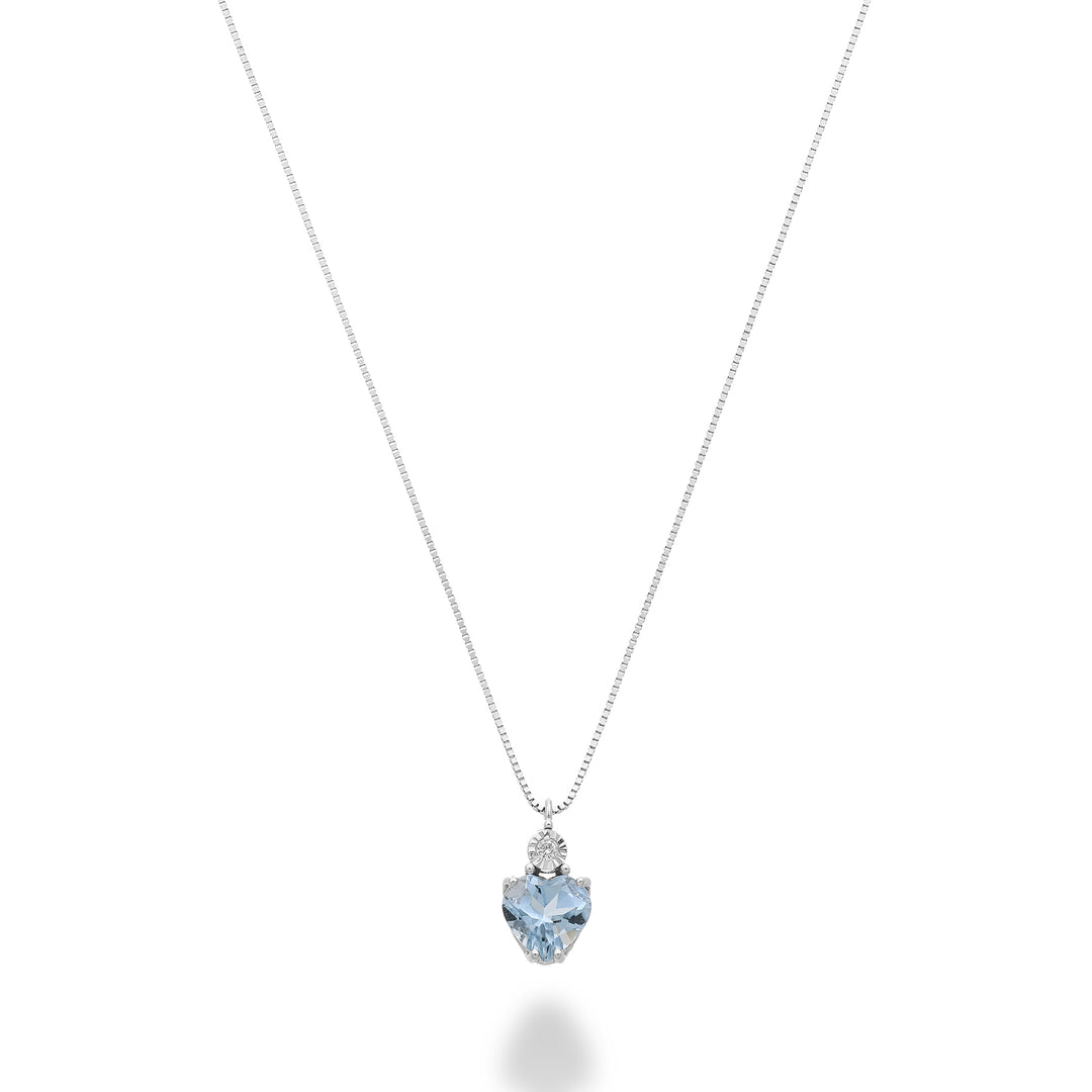 Mikiko cl 9k akwamarynowe serce 5x5 z diamentem MD5195R4AM