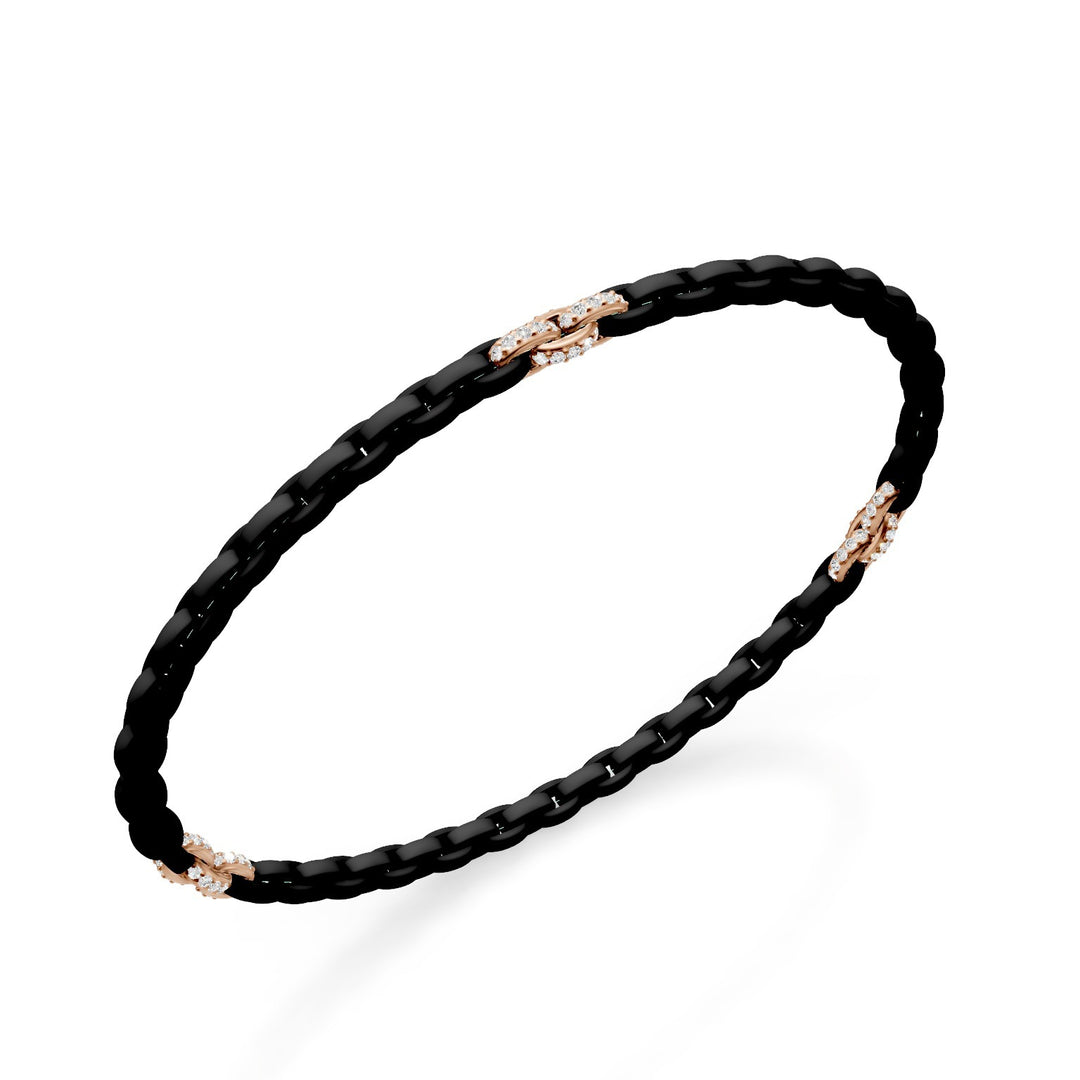 Golay sort titanium armbånd, med 9 18 karat roseguld pavet indlæg, ovalt led, 18 cm GBR034E9O3DINE-180