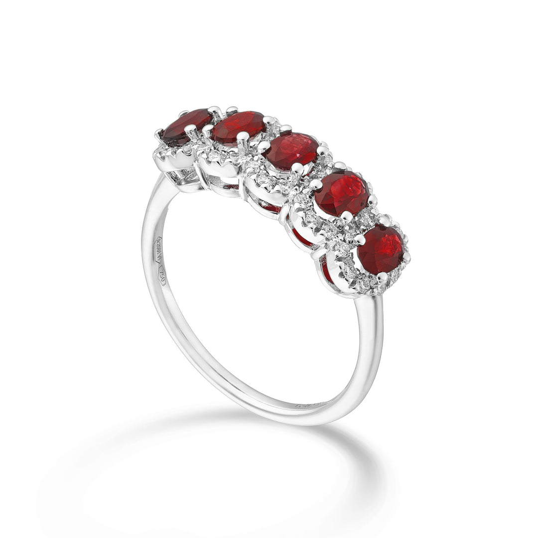 Nihama an 18k 5 oval ruby ​​stones 4x3 ct. 1.00 diam. 0.24 ct NA5195O4RBC43