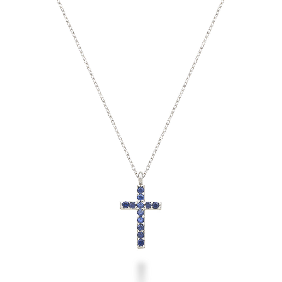Mikiko cl 18k cruce dimensiune 2 (1,0 cm) aur alb cu safire 0,07 ct MDCRO2O4ZFR