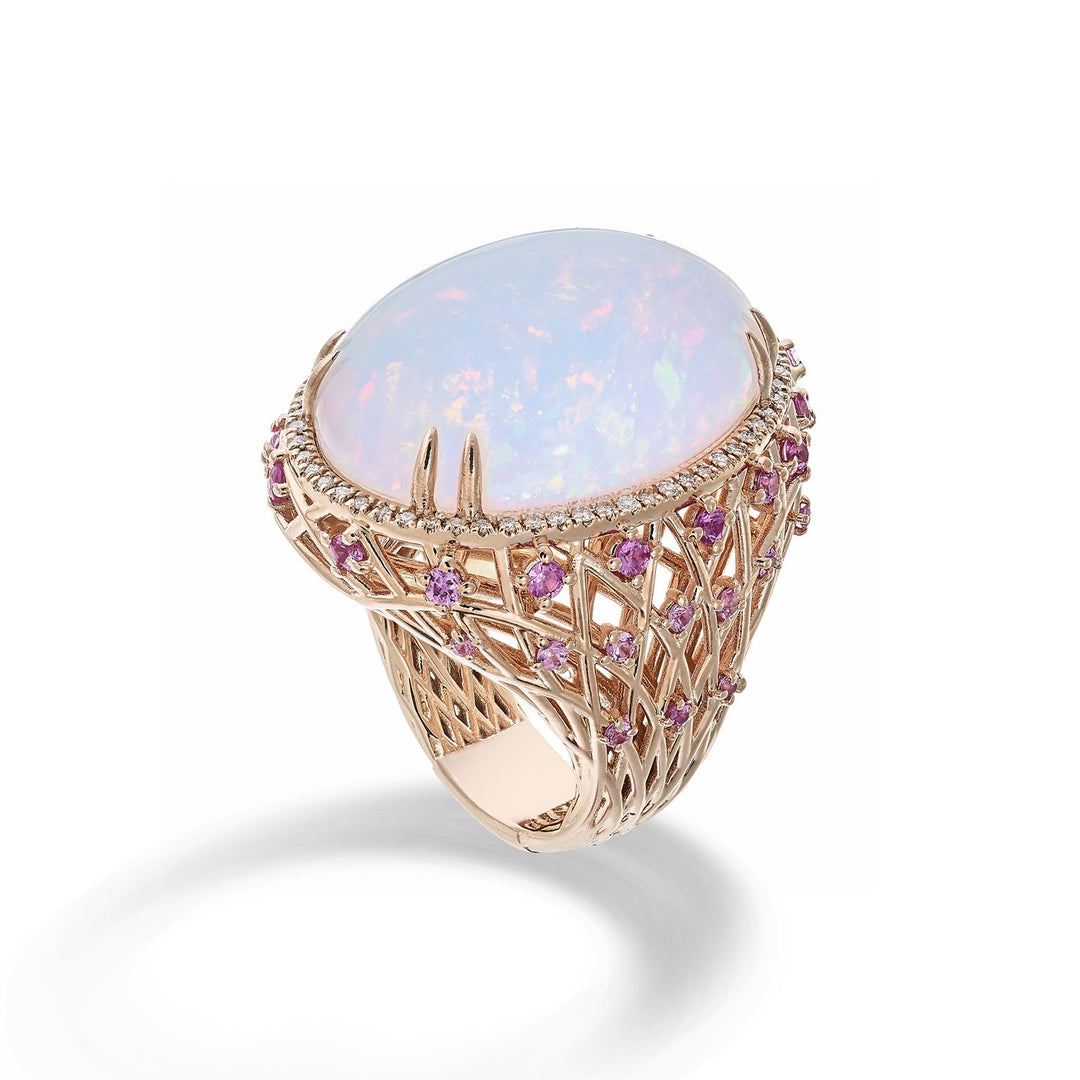 Golay oval cabochon opal ring 23,30 ct pink safirer ACLC017DIZPOP-23275110100