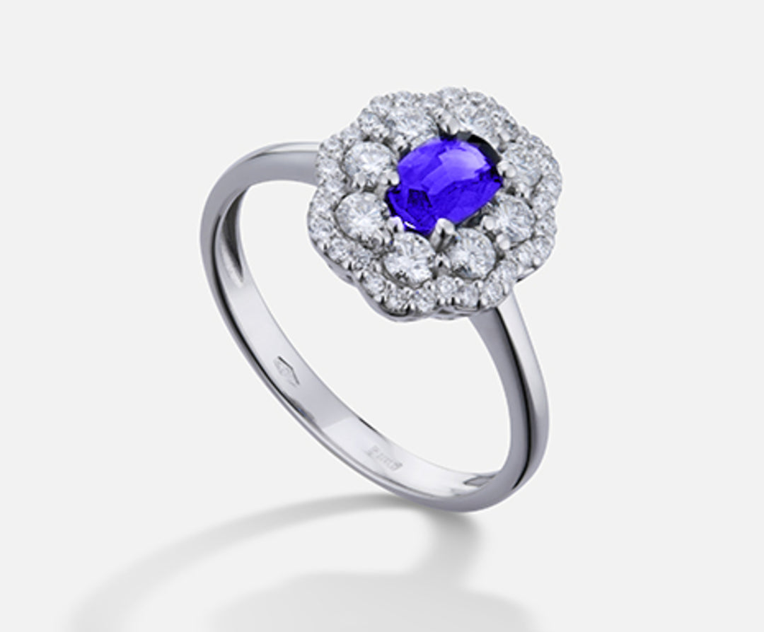 Nihama an 18k tanzanite n. οβάλ 6x4 ct.0.38 dia ct.0.63 NA5114O4TZN