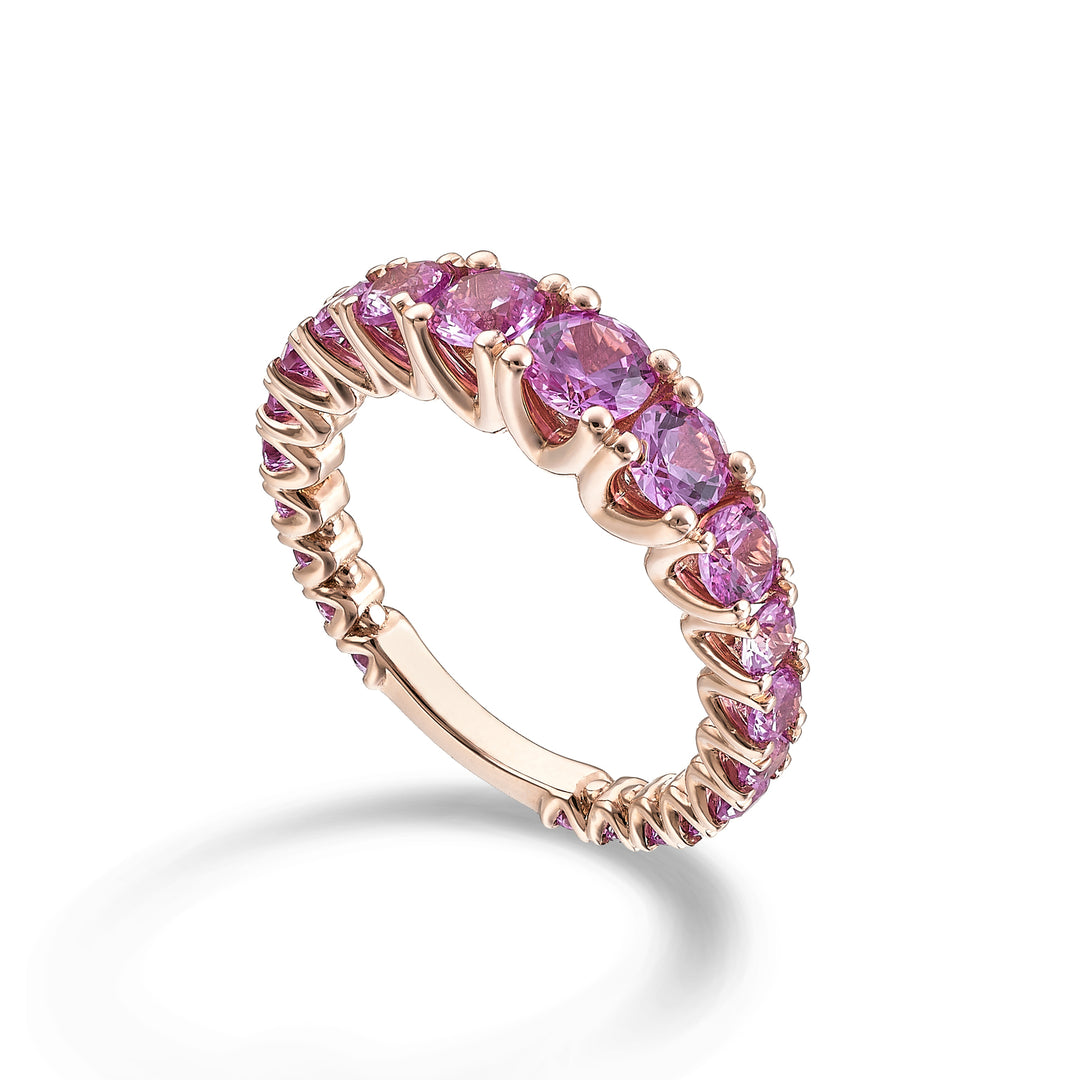 X-Diamond en 18kt pink safir lab tot. 2,40 ct central 0,40 ct gradueret med roseguldbarre LXDABIC1495ZFPO3