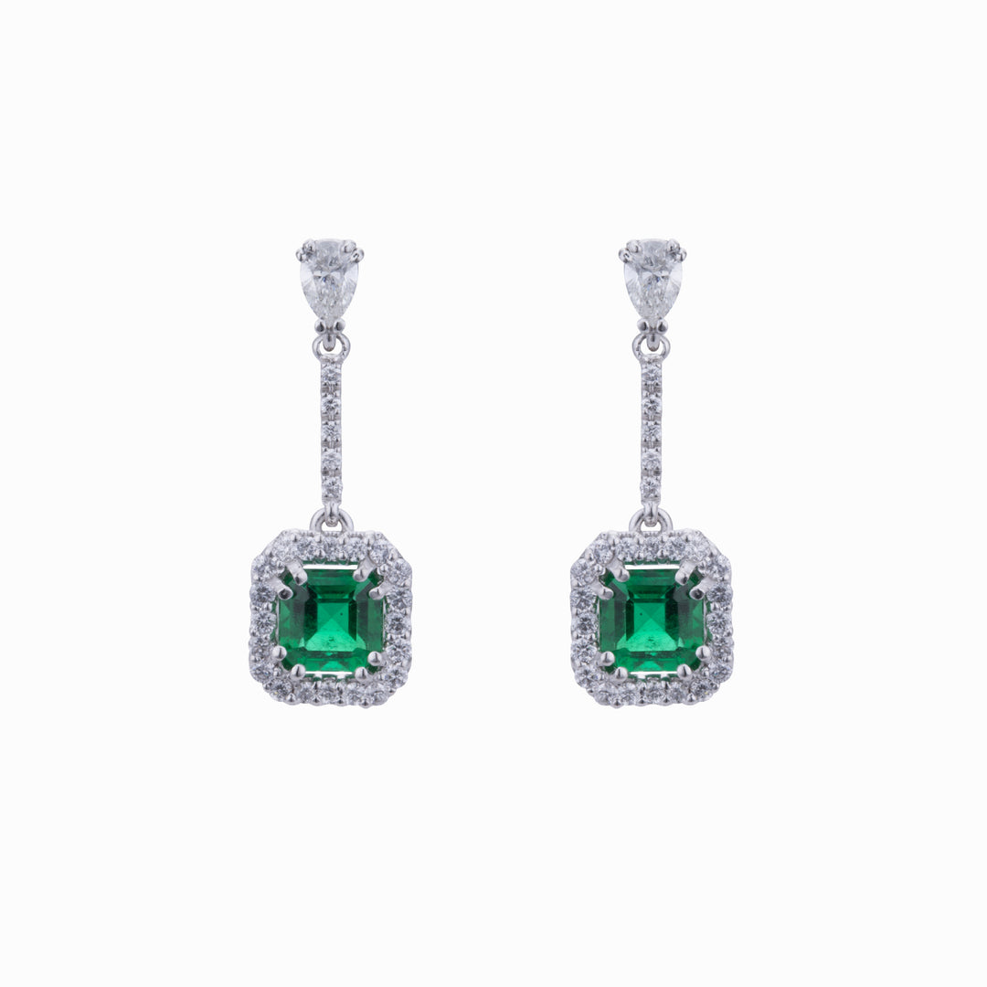 Cercei Golay cu smaralde octogonale 5x6 și pix cu diamante OCL101DISM56-22081110032