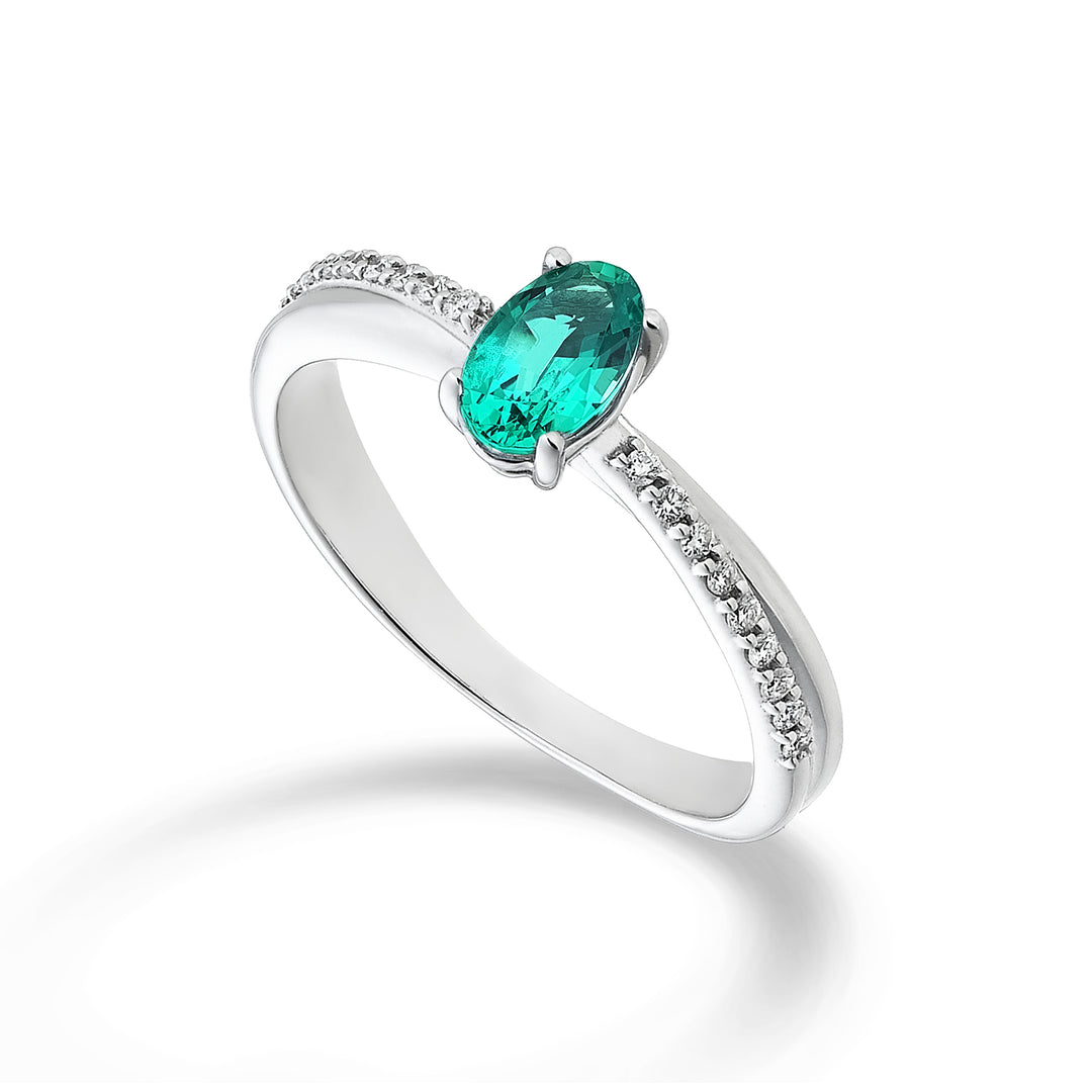 Mikiko 18-karatowy owalny szmaragd 6x4 ct.0,30 śr. ct.0.07 MA5103O4BE