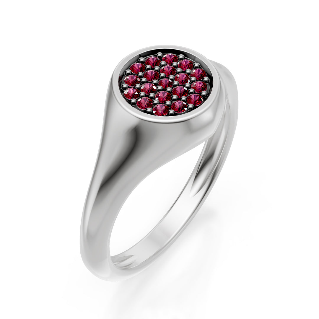 World Diamond Group rund pinky ring størrelse 10 med rubiner i hvidguld ACH001RUB