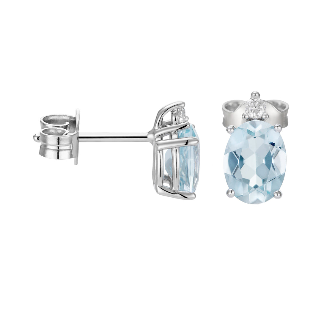 World Diamond Group 7x5 soikeat akvamariini- ja timanttikorvakorut OCL092DIAQ2-21013110050