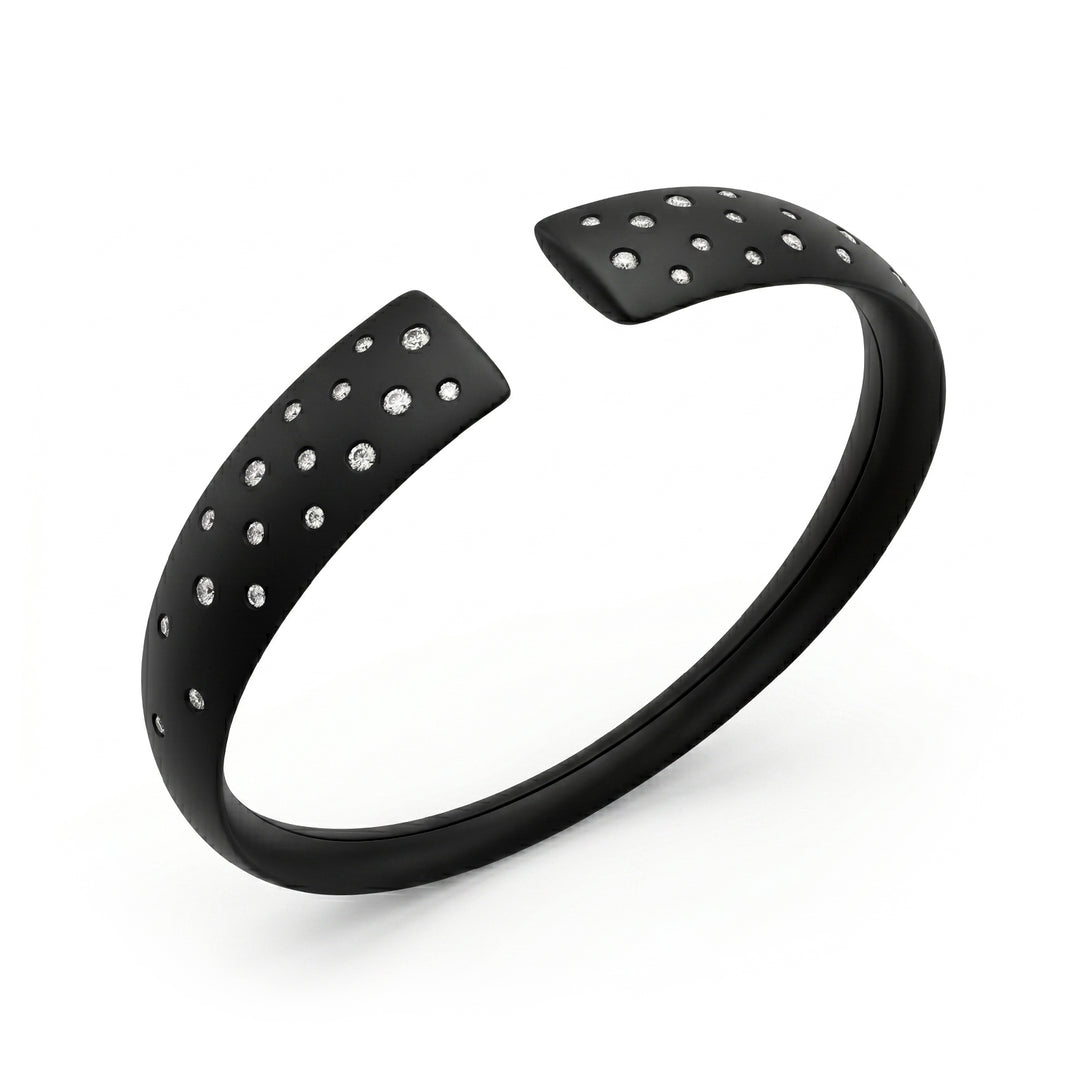 Golay zwarte titanium slavenarmband met lab g.d. sterreneffect, middelgroot GBR059DINE_M