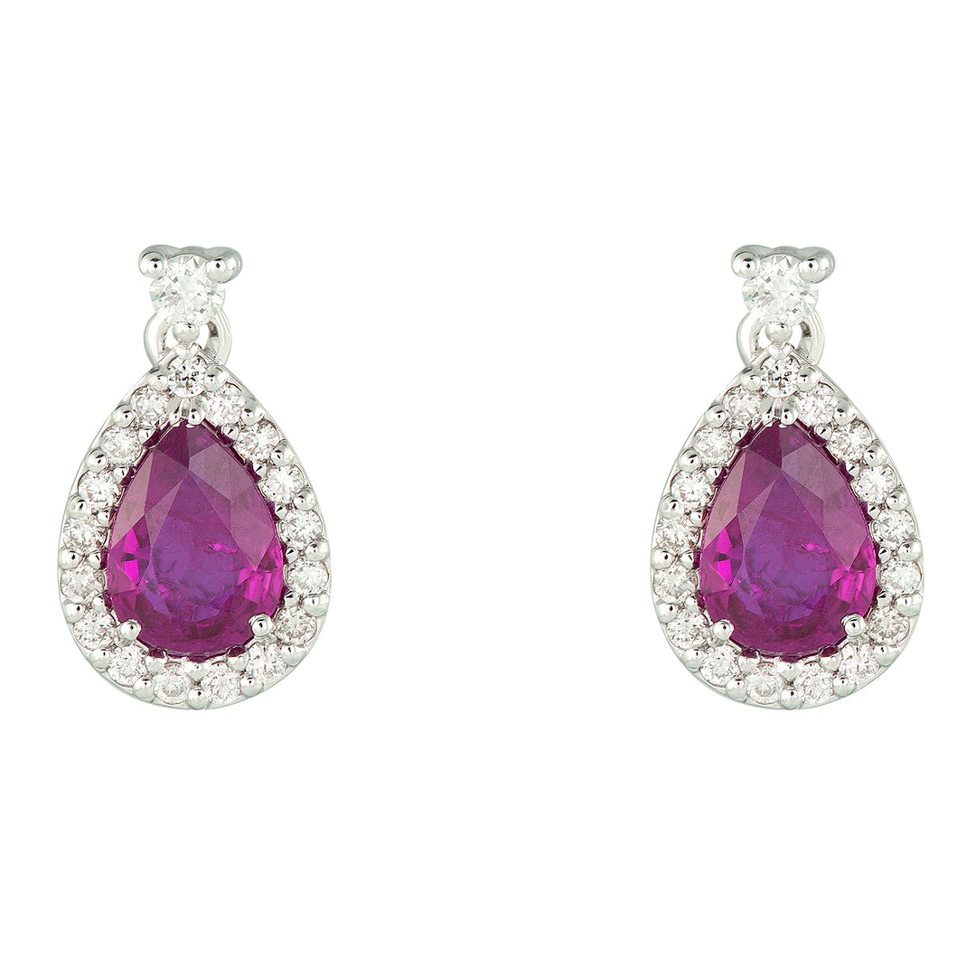 Golay-Tropfenohrringe mit rosa Saphiren 7x5 und Diamanten OCL032DIZP-23311110054