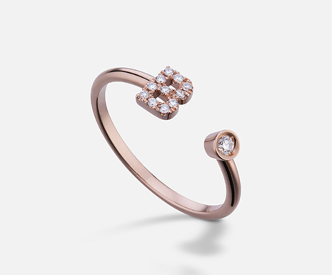 Golay an 9k letra b pequeña oro rosa diam. ct.0.09 GAFBD1R3