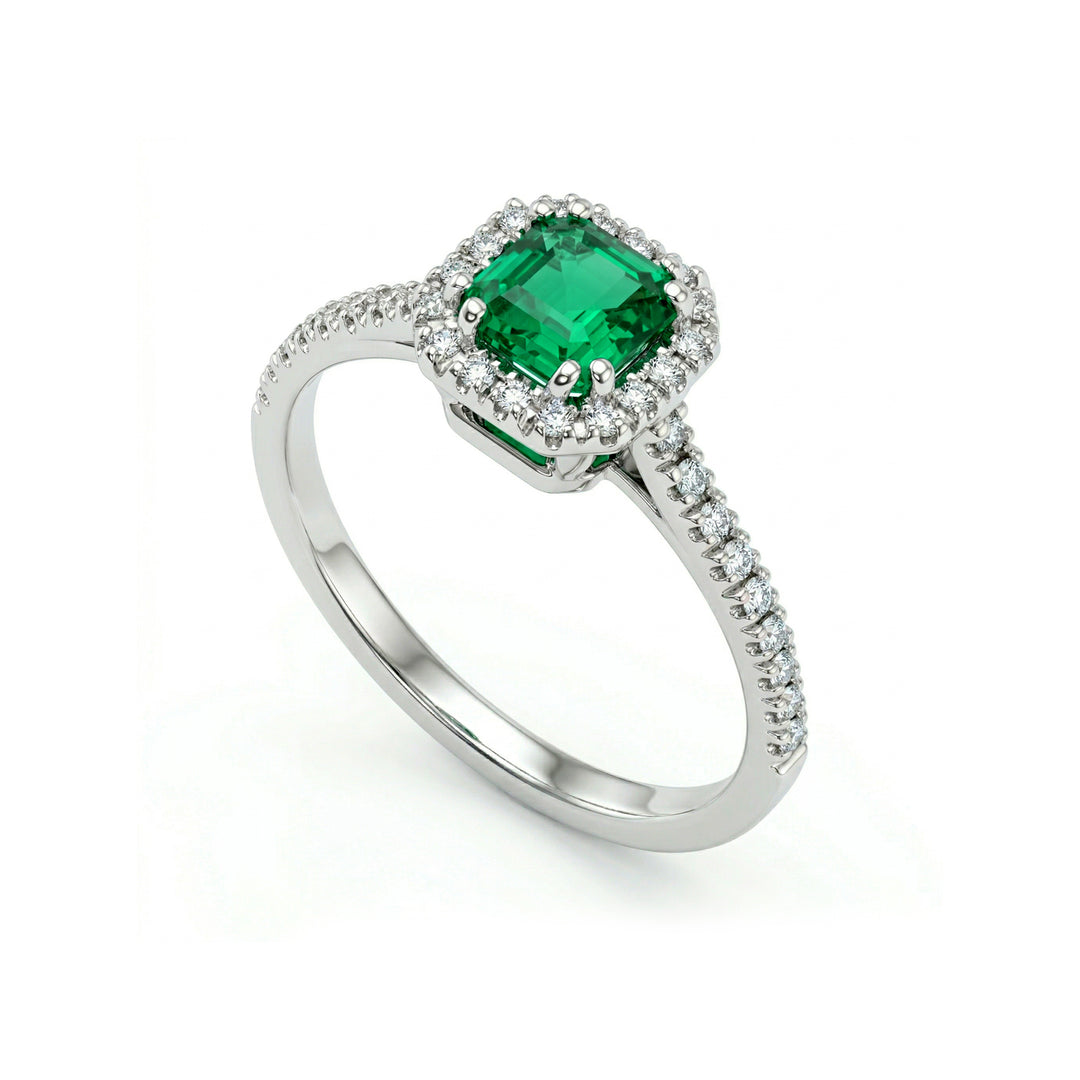 Polštář Golay smaragdový prsten velikost 5x5 a diamantový obrys ACLC077DISM1-23214110016