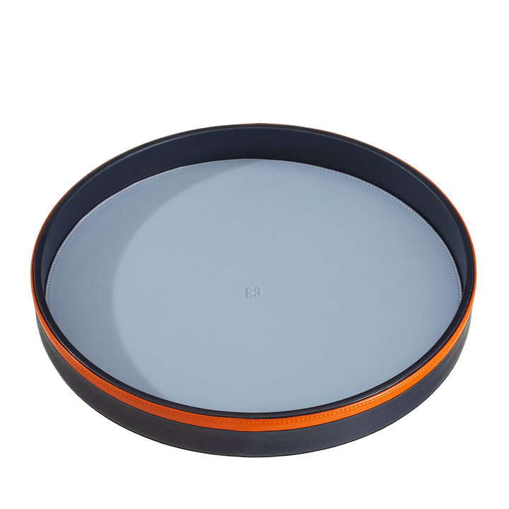 DUDU Bandeja redonda de cuero de 32 cm para servir, multicolor, almacenamiento para el hogar y la oficina, diseño refinado