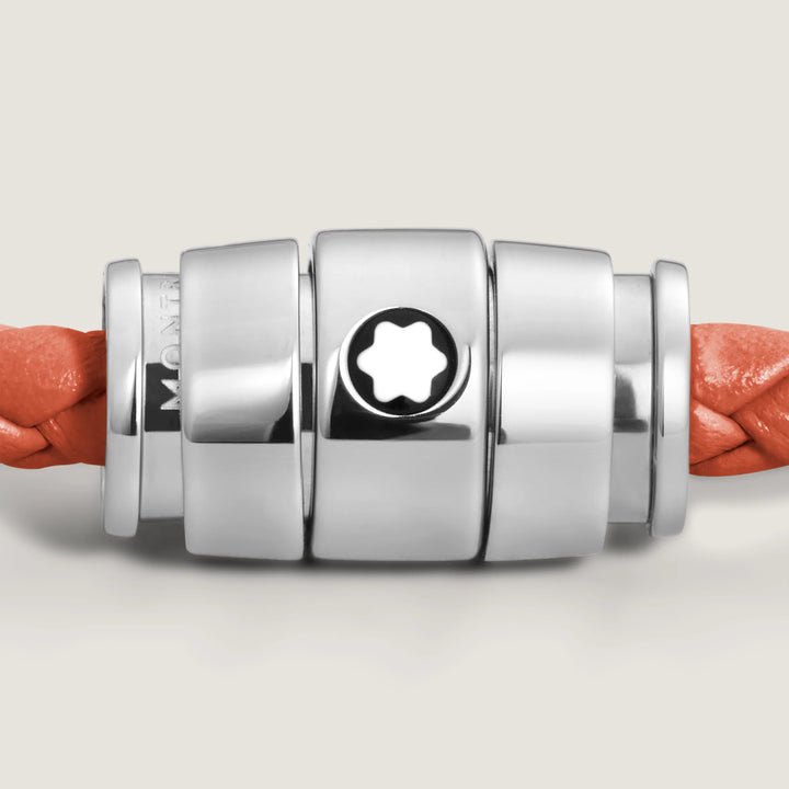 Montblanc 3-ring steel and Meisterstück Cayenne leather bracelet size S 13429160