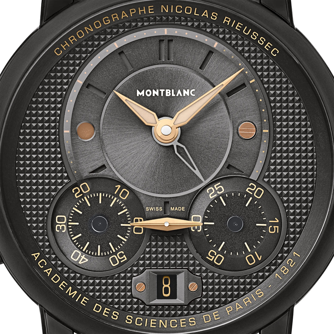 Montblanc Star Legacy Watch Nicolas Rieussec Chronograph Limited Edition 500 stykker 43mm Automatisk grå stål finish Black DLC 130985