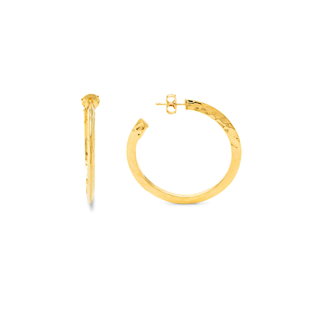 Giovanni Raspini Circle Earrings Blade Light Large Silver 925 Finish Pvd Gold Yellow 12105